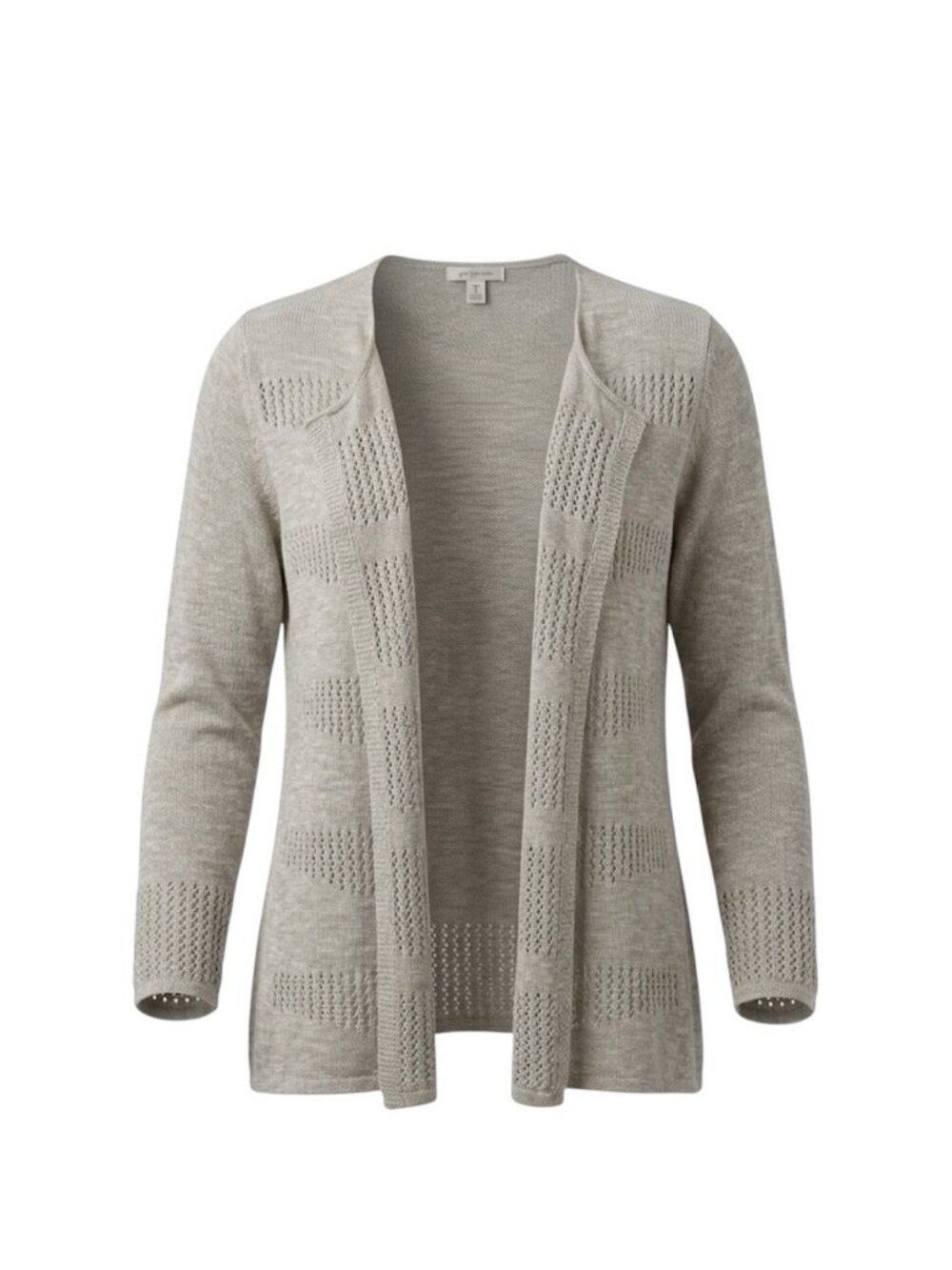 Dressbarn Women’s Pointelle Open Front Cardigan Beige Knit Sweater Size 2X